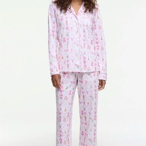 LoveShackFancy x Roller Rabbit Sugarplum Lattice Long Sleeve Polo Pajamas Small